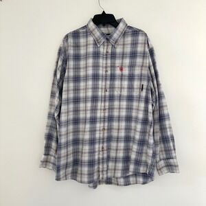 Ariat Flame Resistant Plaid Long Sleeve Shirt XL Button Up FR CAT2 2112 Workwear